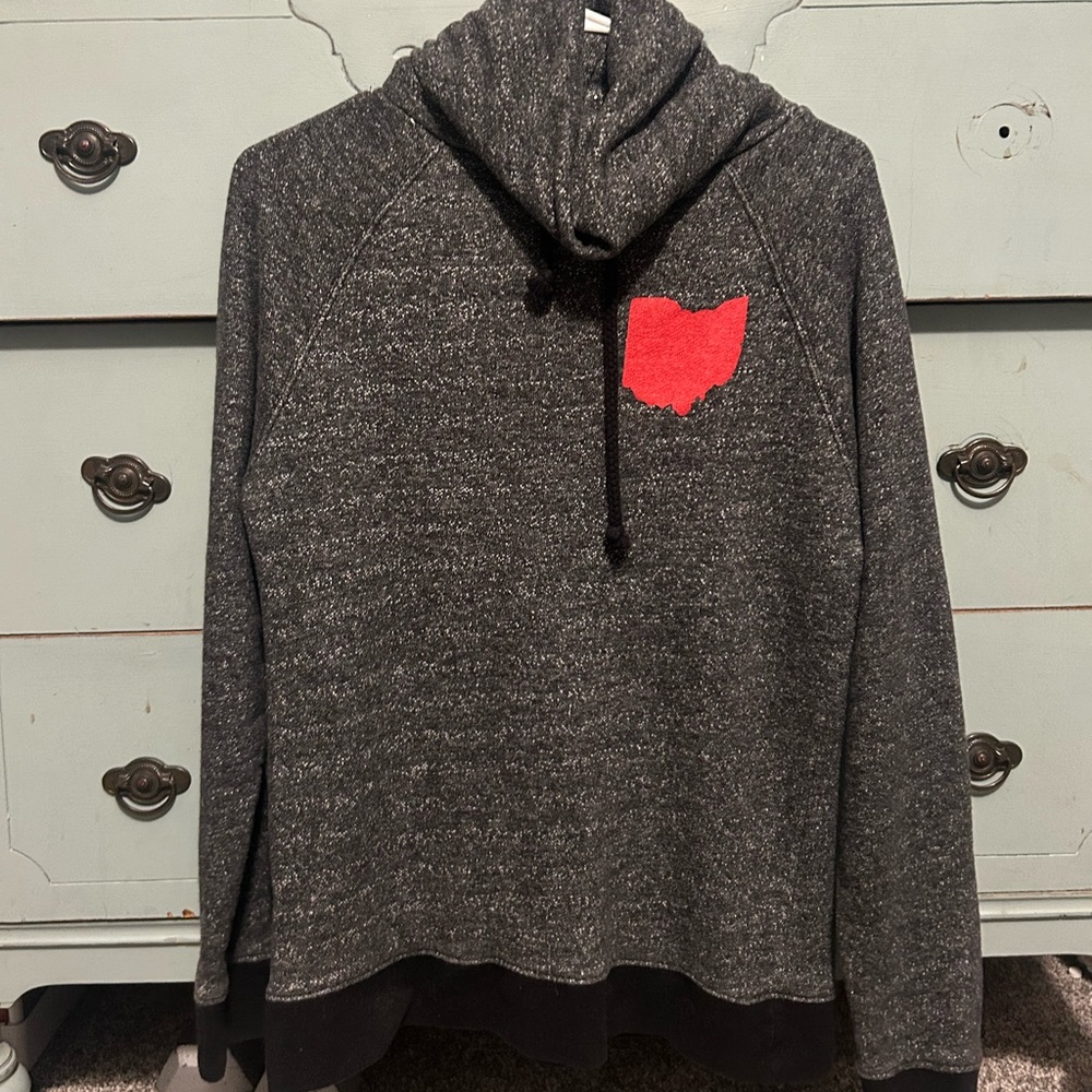 Charcoal Hooded Sweatshirt with Red Ohio Patch
